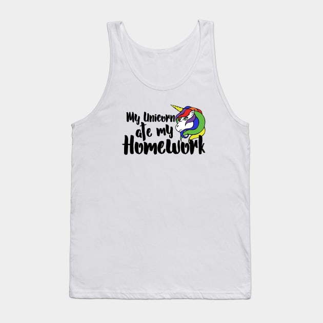 My unicorn ate my homework Tank Top by bubbsnugg